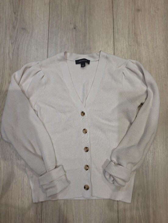 Ann Taylor Sweaters - Ann Taylor Cream Ribbed Button Front Cardigan Sweater Women’s XS